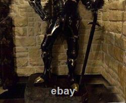 Medieval Black Armour Suit Wearable Knight Gothic Full Body Armour Horn Helmet