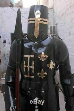 Medieval Black Armour Wearable Knight Crusader Full Suit Of Armor Collectible
