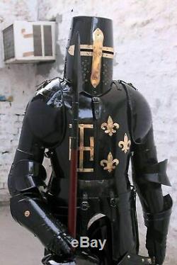 Medieval Black Armour Wearable Knight Crusader Full Suit Of Armor Collectible