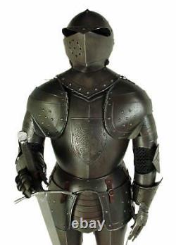 Medieval Black Knight Suit of Armor Full Size Aged Finish Reenactment Replica