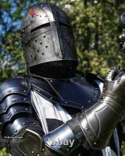 Medieval Black Templar Knight Full Body Set Armour Larp Cosplay Halloween Suit