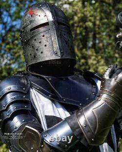 Medieval Black Templar Knight Sword Suit, Halloween Cosplay RolePlay Armor Suit