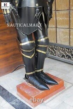 Medieval Brass Knight Black Suit of Armor Combat Full Body Costume Battle Armour