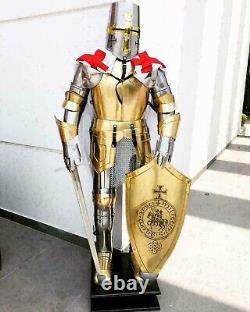 Medieval Brass Knight Wearable Suit Of Armor Crusader Combat Full Body Armour