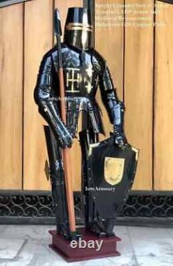 Medieval Brass Knight Wearable Suit Of Armour Crusader Larp Templar Full Body