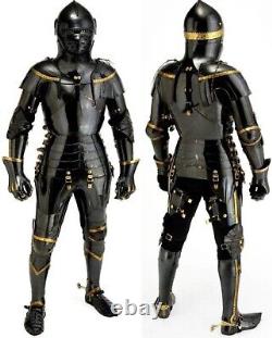 Medieval Brass Suit Of Armor Wearable Knight Crusader Full Body Armour Costume