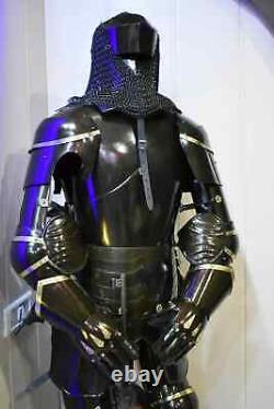 Medieval Brass Wearable Suit Of Armor Knight Larp Full Body Armour Black Costume