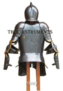 Medieval Breastplate Black Knight Suit Armor Wearable Costume