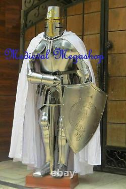 Medieval Combat Costume Steel Knight Suit Of Armor Combat Full Body Armour Stand