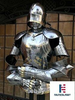 Medieval Epic Gothic Suit of Armor Shining Breastplate Knight LARP Halloween