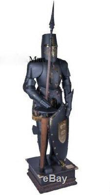 Medieval Full Black Templar Knight Suit of Armor Wearable Costume