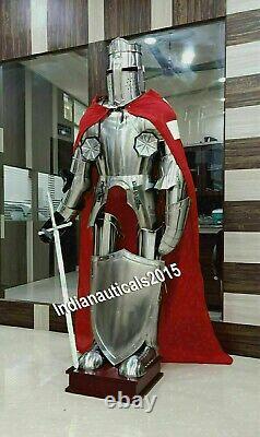 Medieval Full Size Knight Suit Of Templar Armour Larp Sca Halloween Costume