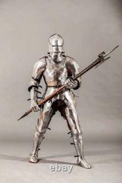 Medieval Gothic Armour Suit with Axe Spears Warrior Full Body Knight Armor