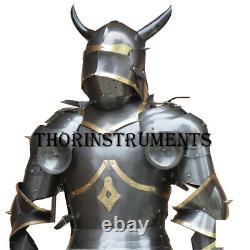 Medieval Half Suit of Armor Wearable Knight Gothic Suit with Horns