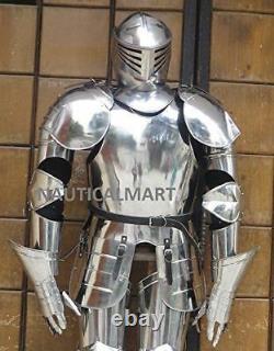 Medieval Knight 15th Century Combat Silver Full Body Armor Suit With Base Replica