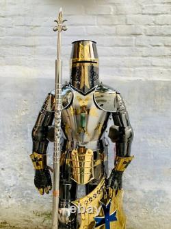 Medieval Knight Armor Suit Of Stainless Steel Full Body With Wooden Stand Best