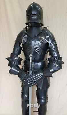 Medieval Knight Armour Suit Black Combat Full Body