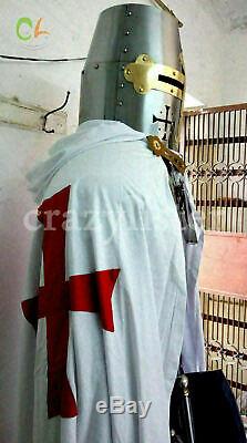 Medieval Knight Battle Suit Of Armor Templar Combat Full Body SCA Armour Stand