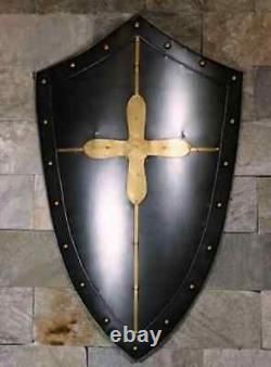 Medieval Knight Black Heater Shield Battle Warrior Crusader cosplay Armor suit
