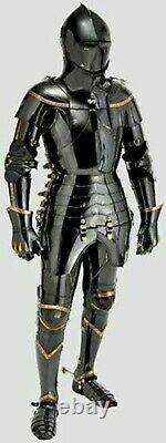 Medieval Knight Black Suit Armor Combat Full Body Halloween Armor wearable SCA