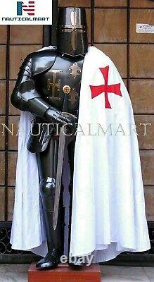Medieval Knight Black Wearable Suit Armor Full Body Costume Templar Armor Helmet