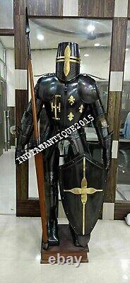 Medieval Knight Brass Wearable Suit Of Armour Crusader Combat Full Body Costume