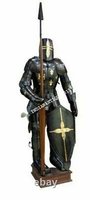 Medieval Knight Brass Wearable Suit Of Armour Crusader Combat Full Body Costume