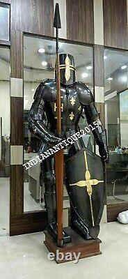 Medieval Knight Brass Wearable Suit Of Armour Crusader Combat Full Body Costume