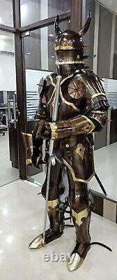 Medieval Knight Copper Wearable Suit Full Body Armor Viking Horn Knight Costume