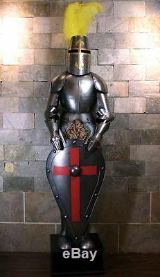 Medieval Knight Crusader in Suit of Armor 6.5'H with shield