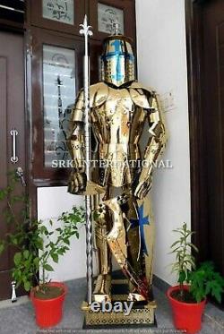 Medieval Knight Full Suit of Armor Templar Crusader Stainless Steel Set of 4