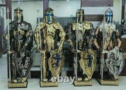 Medieval Knight Full Suit of Armor Templar Crusader Stainless Steel Set of 4 PCS