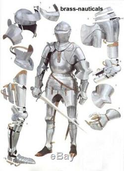 Medieval Knight German Armour Suit Battle Warrior Armour Suit 18 Gauge Steel