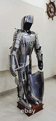 Medieval Knight Gothic Suit of Armor Combat Full Body Armour Wearable Silver