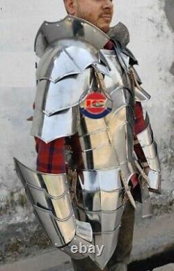 Medieval Knight Half Body Armor Suit Steel Gothic Silver Finish Cosplay Costume