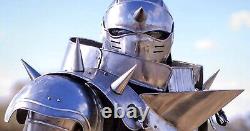 Medieval Knight Silver Suit of Armor Combat Full Body Alphonse Elric Costume