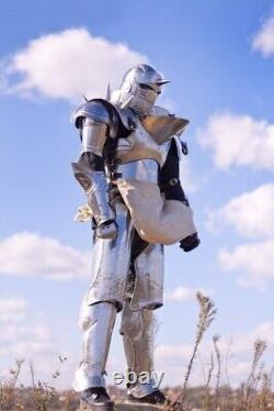 Medieval Knight Silver Suit of Armor Combat Full Body Alphonse Elric Costume