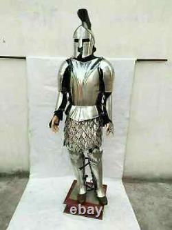 Medieval Knight Steel Gothic Half Body Armor Suit Silver Finish Cosplay Costume