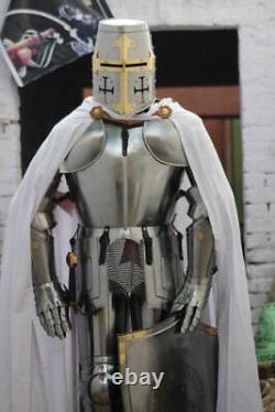 Medieval Knight Suit Armor Crusader Full Body Armour Costume With Shield & Base