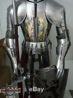 Medieval Knight Suit Of Armor 15th Century Combat Full Body Armour Shield As05