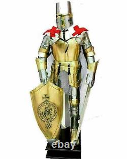 Medieval Knight Suit Of Armor Combat Full Body Armor Cross wt sword shield cape