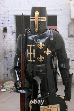 Medieval Knight Suit Of Armor Crusader Combat Full Body Armor Costume With Base