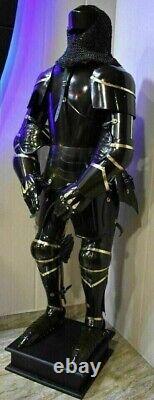 Medieval Knight Suit Of Armor Full Body Wearable Black Armor X-Mas Costume