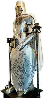 Medieval Knight Suit Of Armor Templar Combat Full Body Armour Stand