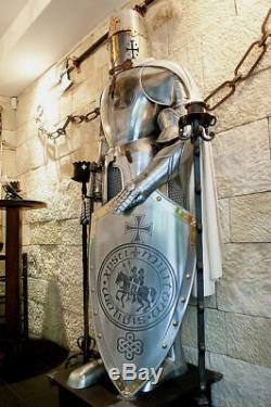 Medieval Knight Suit Of Armor Templar Combat Full Body Armour Stand