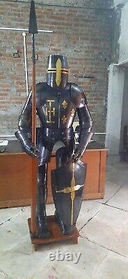 Medieval Knight Suit Of Armor Templar Combat Full Body Armour Stand NM46