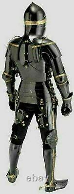 Medieval Knight Suit Of Armor Templar Combat Full Body Armour Stand Sword Shield
