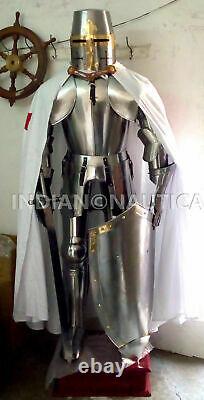 Medieval Knight Suit Of Armor Templar Combat Full Body Armour Stand and base