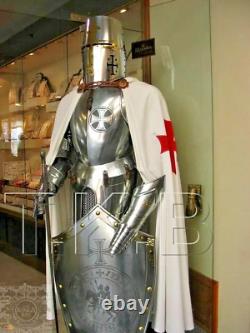 Medieval Knight Suit Of Armor Templar Combat Full Body Armour Stand and base