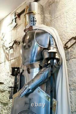 Medieval Knight Suit Of Armour Templar Combat Full Body Armor in stainless steel